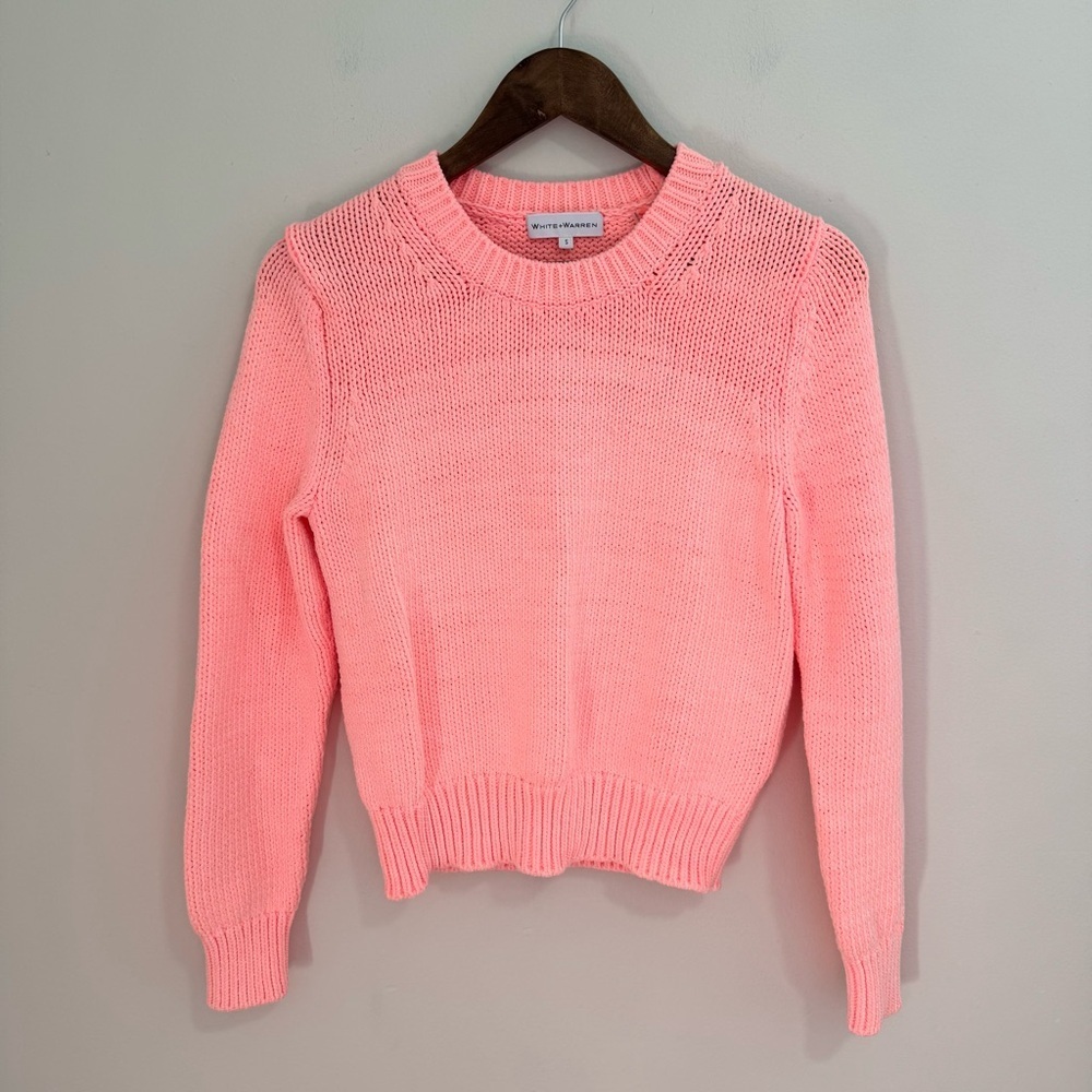 White + Warren Cotton Blend Bright Orange Sweater